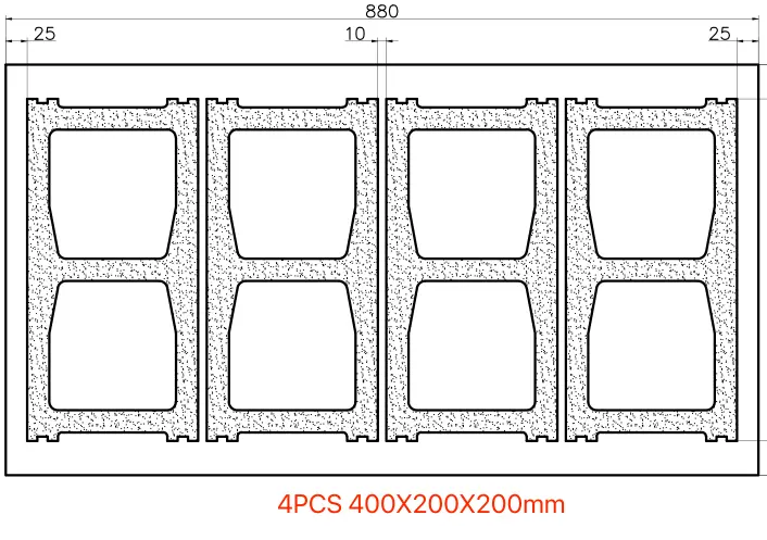 400x200x200mm concrete blocks on 880x550 pallet