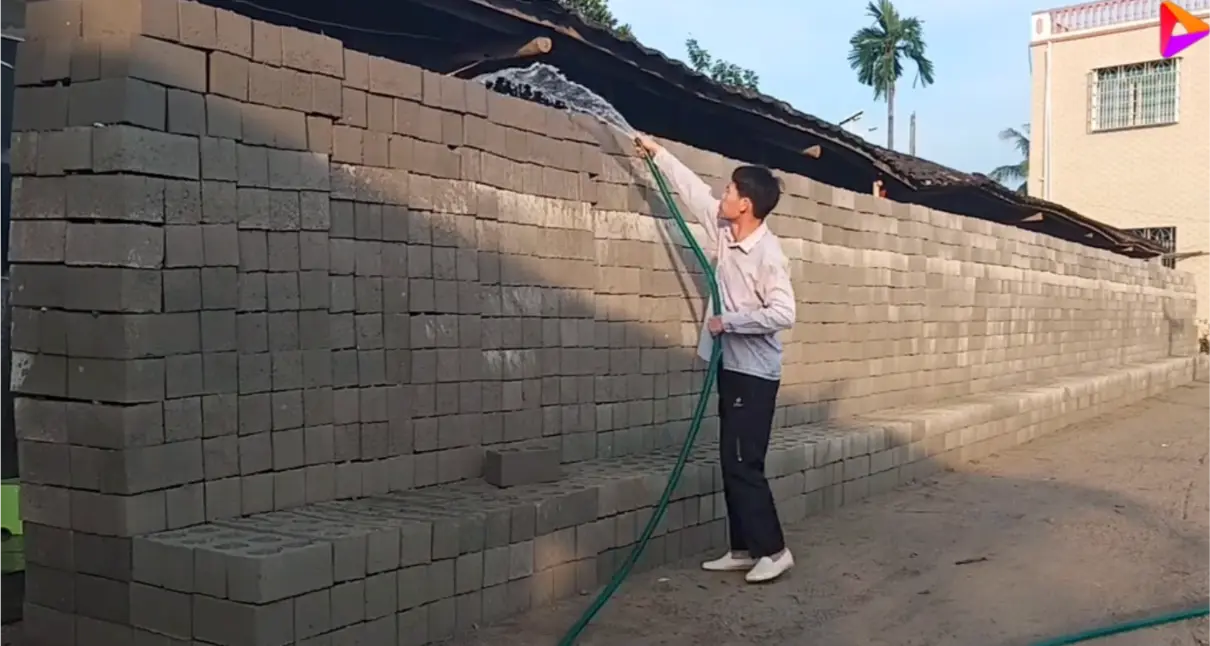 curing the concrete blocks